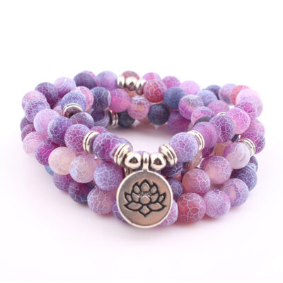 108 Mala Beads with Lotus Charm