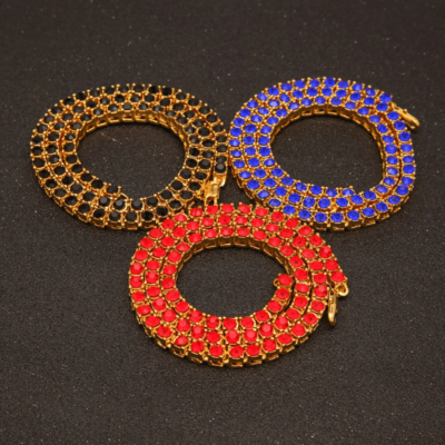 Gold Tennis Chain With Coloured Stones