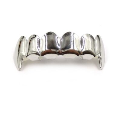Vampire Teeth Grill White Gold Top