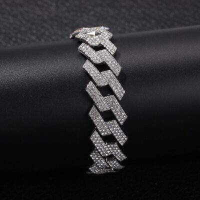 20mm White Gold Iced Out Cuban Bracelet
