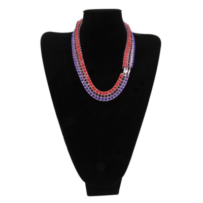 White Gold Tennis Chain with Coloured Stones