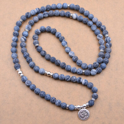 Blue 108 Mala Beads with Charm
