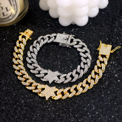 Iced Out Miami Cuban Bracelet with star