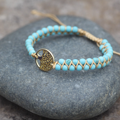 Turquoise Tree of Life Beaded Charm Bracelet
