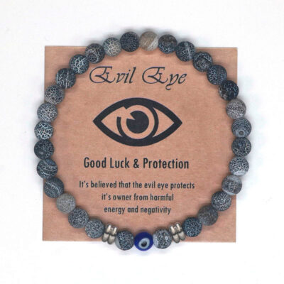 Weathered Onyx evil eye protection bracelet