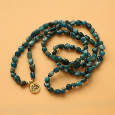 Green 108 Mala Beads with Lotus Charm